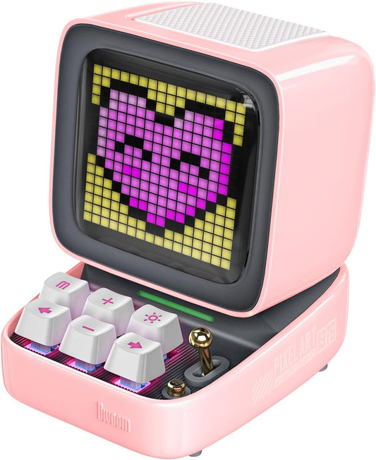 Ditoo Retro Pixel Art Bluetooth Speaker with 16x16 LED App-Controlled Display (Pink)